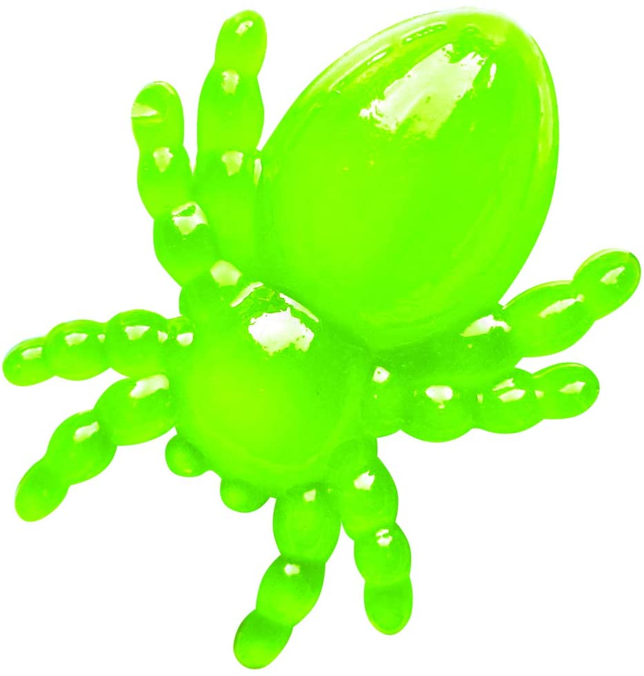 Bright green gummy spider made with natural ingredients from the Gross Gummy Candy Lab kit.