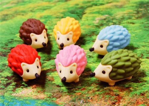 Japanese Eraser Hedgehog puzzle eraser toys in assorted colors, handmade, eco-friendly, and perfect for collectors.