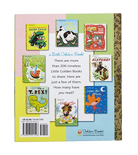 Little Golden Book: Little Red Caboose back cover featuring colorful classic children's book illustrations.