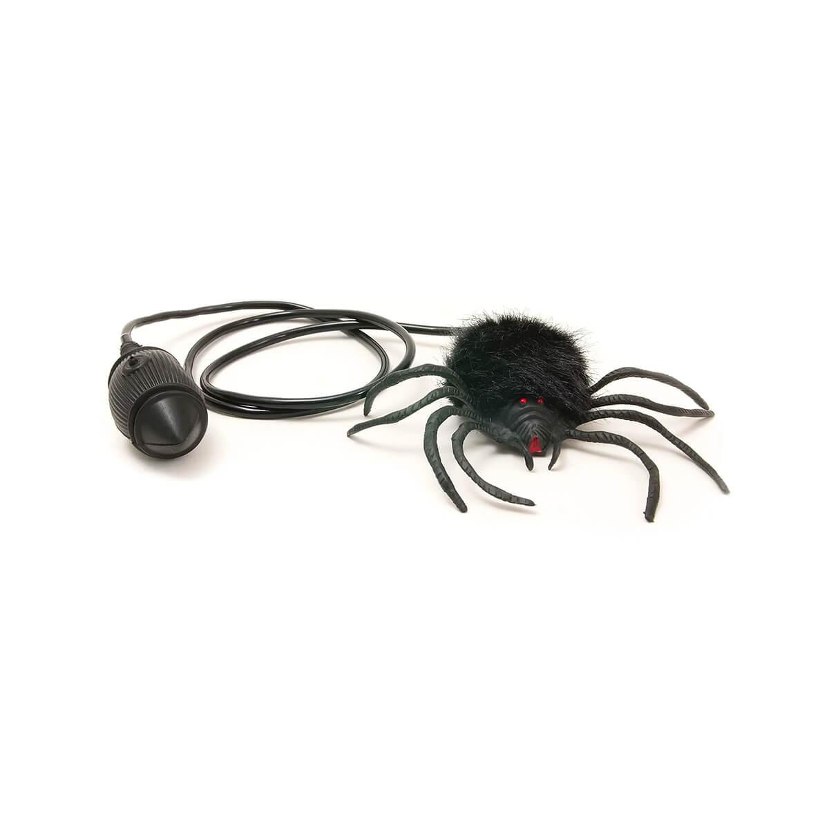 Hairy Jumping Spider toy with pump control for realistic movement, perfect for playful scares and fun surprises.