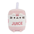Pusheen Juice Box plush in soft pink and white with embroidered details and apple design, six inches tall.
