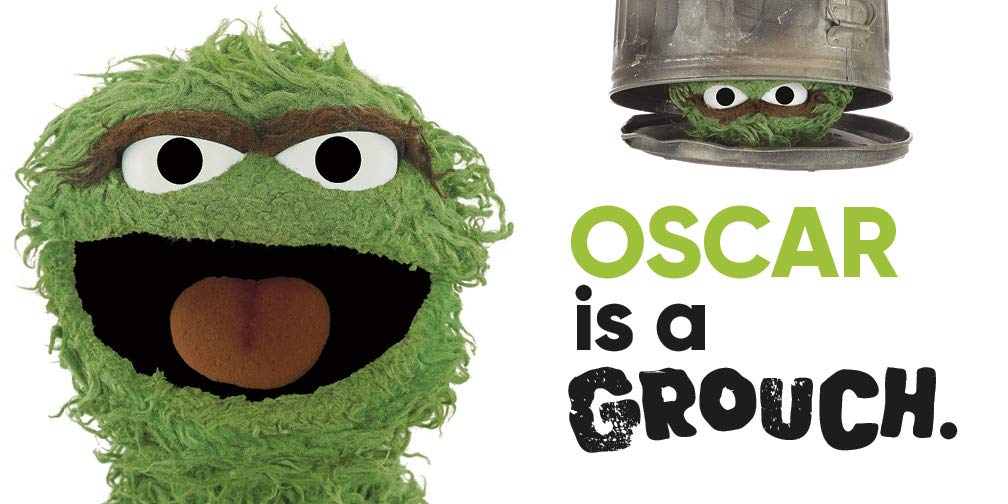 Sesame St Friends: Oscar board book featuring bright photos of Oscar the Grouch and his trash can on sturdy pages.