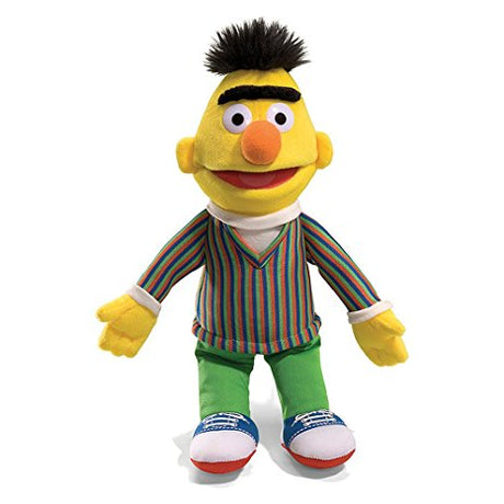 Bert plush doll with striped shirt and green pants, 14 inches tall, soft and perfect for Sesame Street fans.