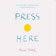 Press Here book cover showing title with blue text and a central yellow dot encouraging interactive play.