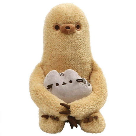 Pusheen & Sloth plush featuring a soft 13" sloth holding a detachable Pusheen plush, perfect for cuddling.