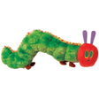 The Very Hungry Caterpillar plush beanbag in green with a red head and purple antennae, soft and cuddly toy.