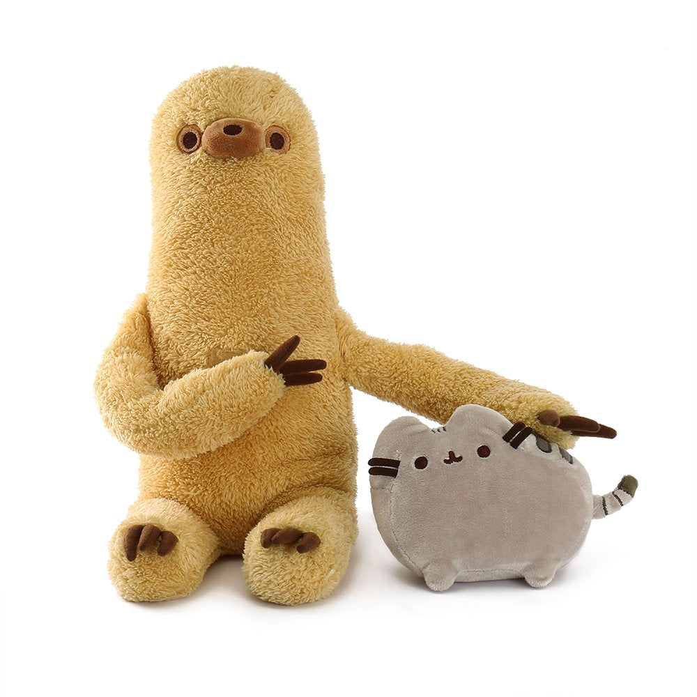 Pusheen & Sloth plush featuring a 13-inch soft sloth holding a detachable Pusheen plush, perfect for cuddling.