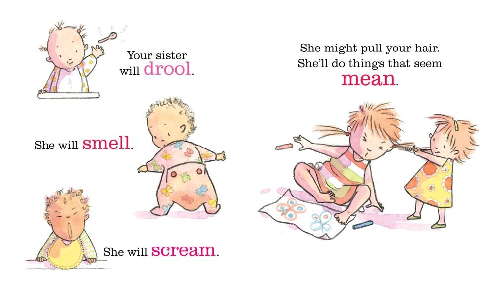 You're Getting a Baby Sister board book with playful illustrations about welcoming a new baby sister and sibling feelings.
