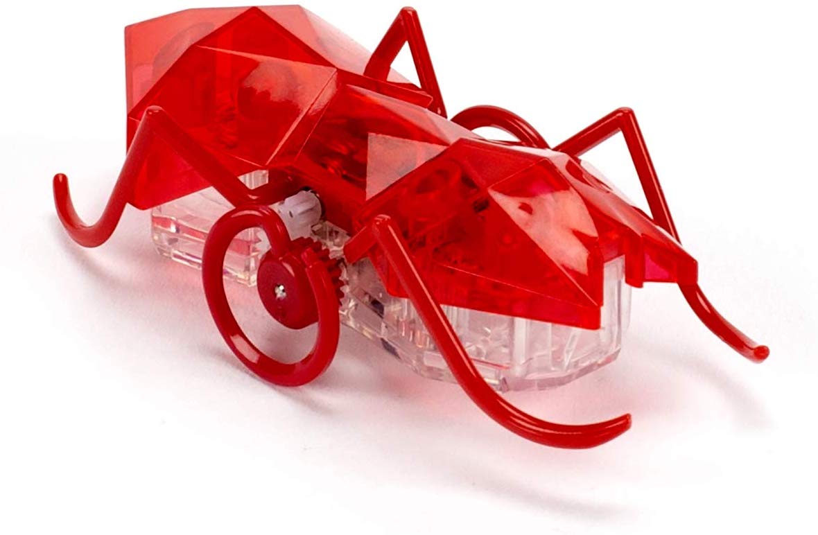 Hex Bots Micro Ant in red, motorized bug toy with autonomous design and fast movement for hours of fun.