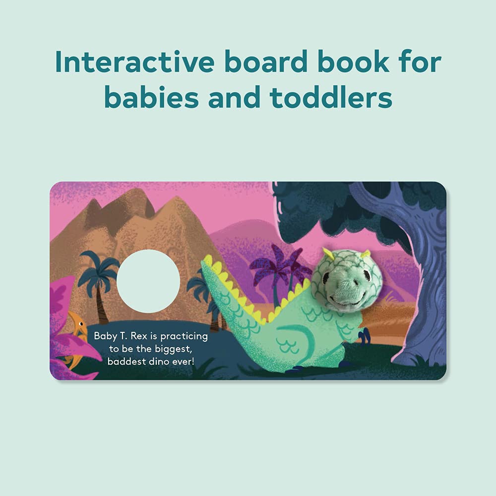 Baby T Rex with Finger Puppet interactive board book with plush dinosaur finger puppet for babies and toddlers.