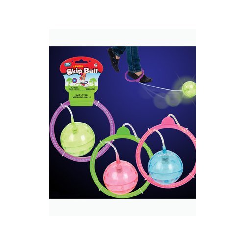 Skip Ball Light Up! featuring a translucent ball that flashes, attached to a colorful ring with a 21-inch cord.
