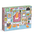 1000pc Museum of the Corgi Puzzle featuring playful corgis in a colorful museum setting with framed artwork illustrations.