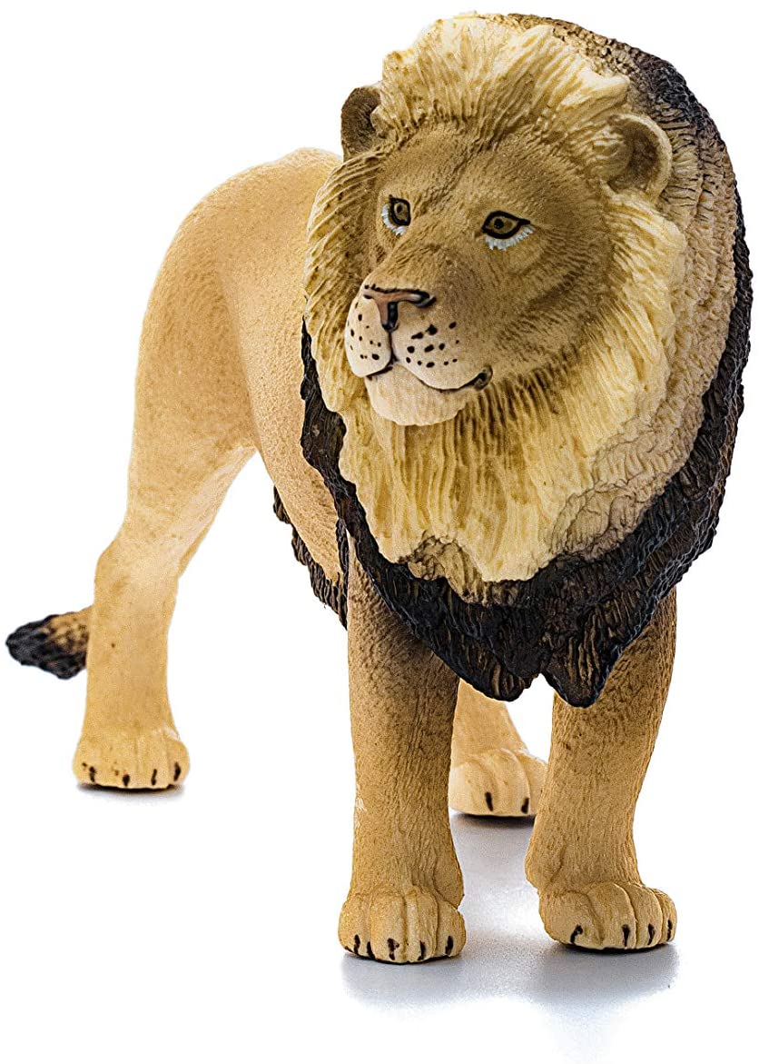 Lion figurine showcasing a detailed mane, designed for children ages 3-8, measuring 4.72 x 1.42 x 2.87 inches.