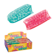 Two colorful Beads Water Wiggle toys filled with squishy beads shown above a display box of assorted colors.