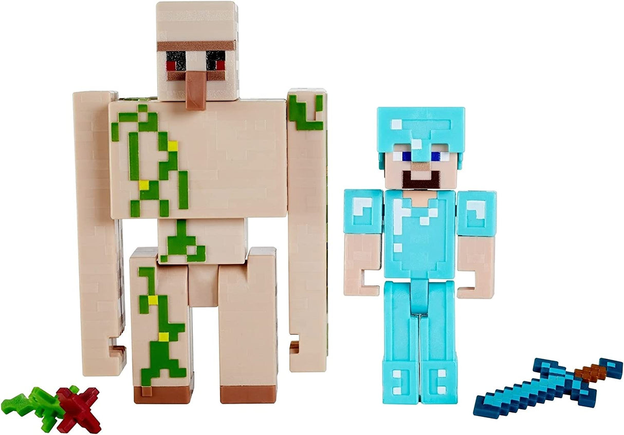Minecraft Dungeons 2pk featuring two detailed action figures and accessories for imaginative Minecraft-themed play.