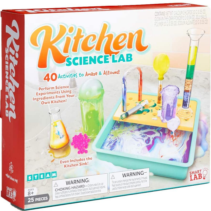 Kitchen Science Lab with 40 experiments, lab equipment, and kitchen sink for hands-on science fun ages 8 and up.