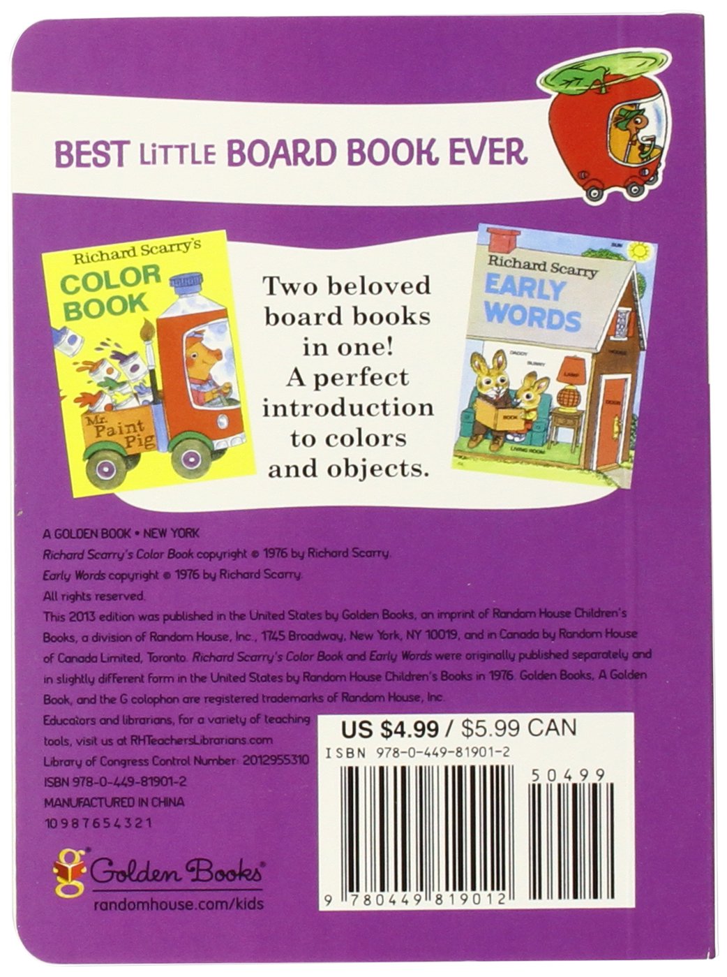 Richard Scarry's Best Little Board Book Ever features two classic board books introducing colors and early words.