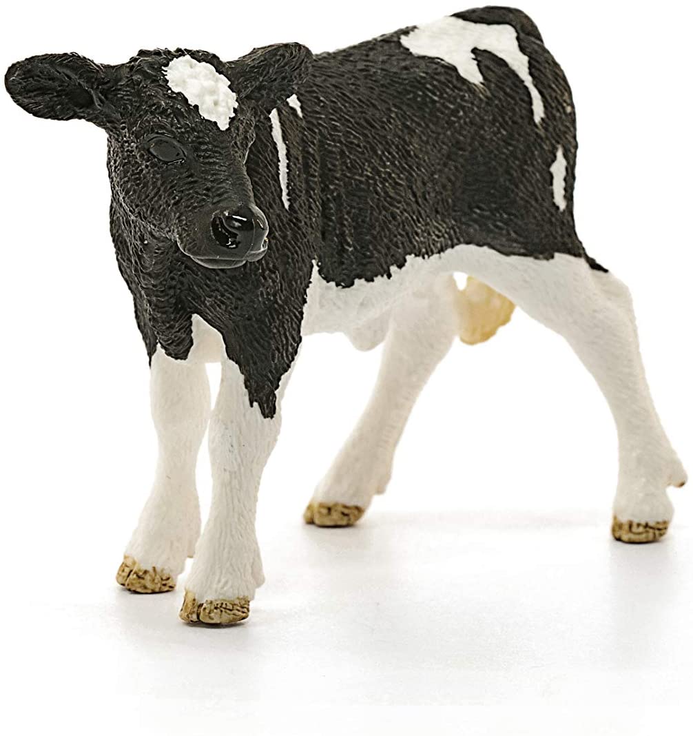 Holstein Calf figurine showing a black and white calf standing with detailed textured fur and lifelike features.