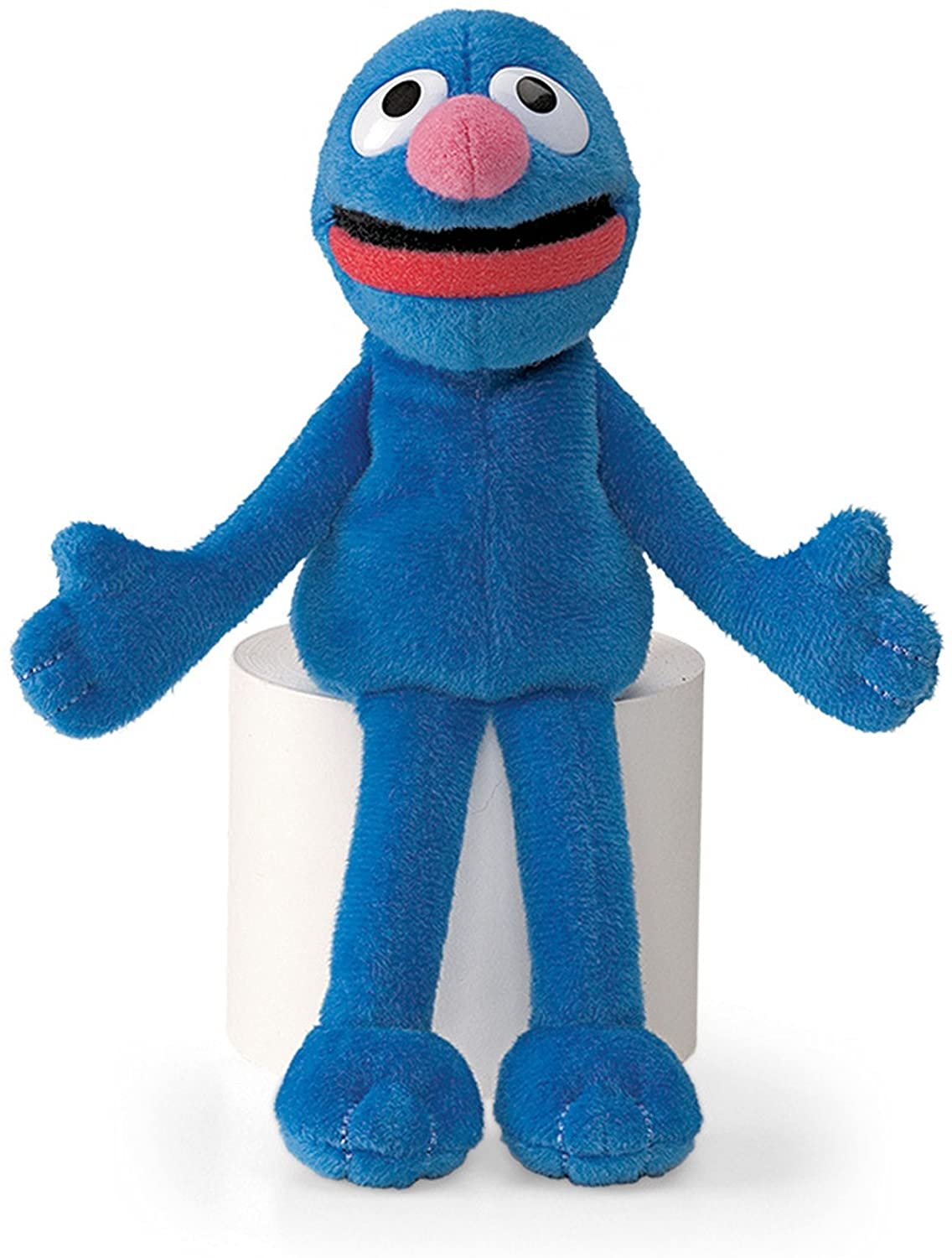 Sesame St Character plush beanbag featuring a blue character with pink nose and wide-open arms, perfect for Sesame Street fans.