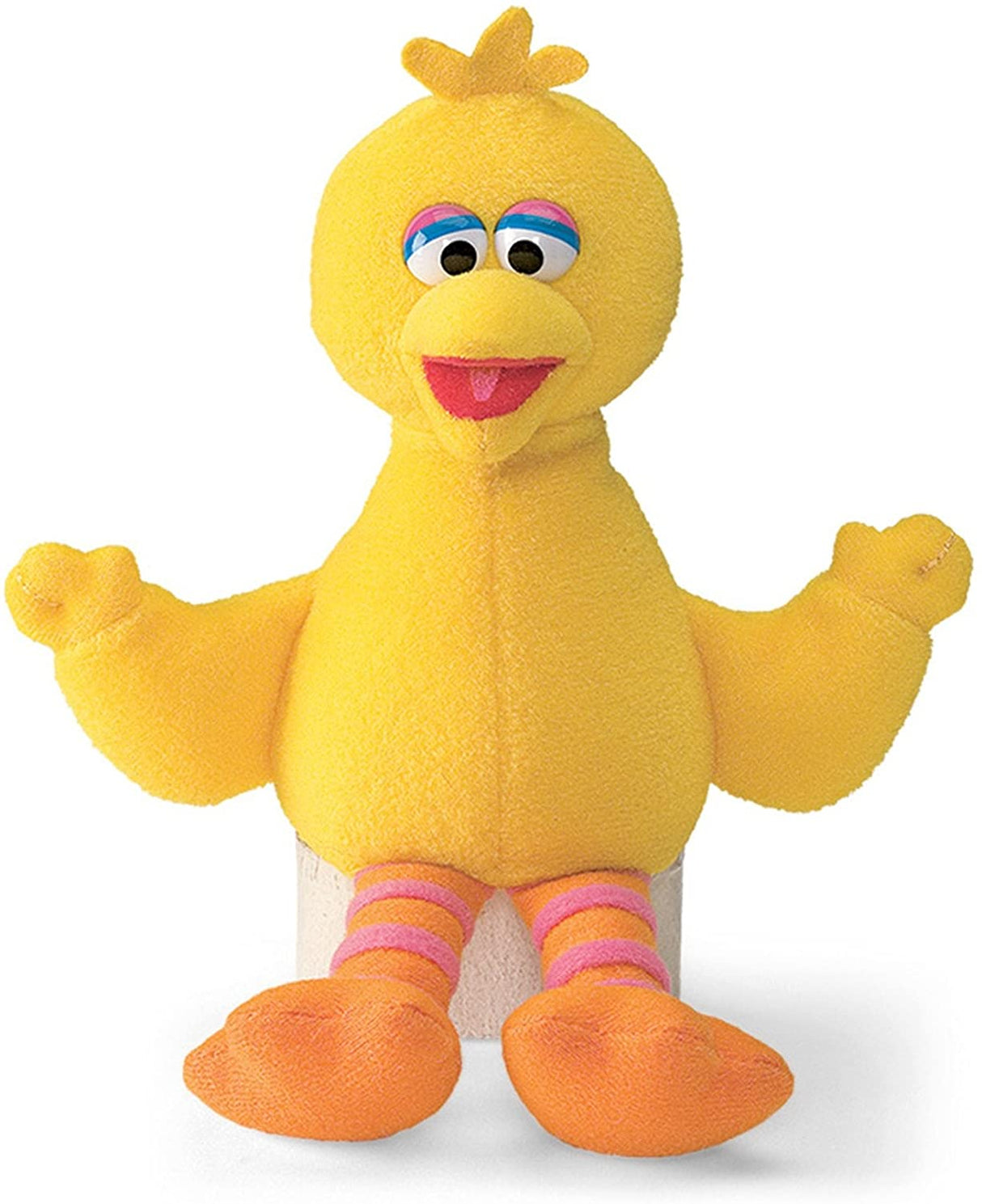 Sesame St Character 7” beanbag plush of Big Bird with accurate details and soft yellow fabric for ages one and up.