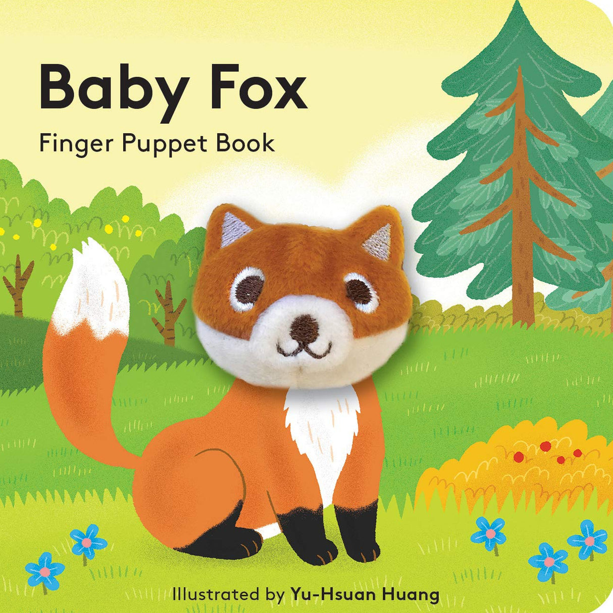 Baby Fox with Finger Puppet board book featuring a cute fox puppet and colorful outdoor illustrations.