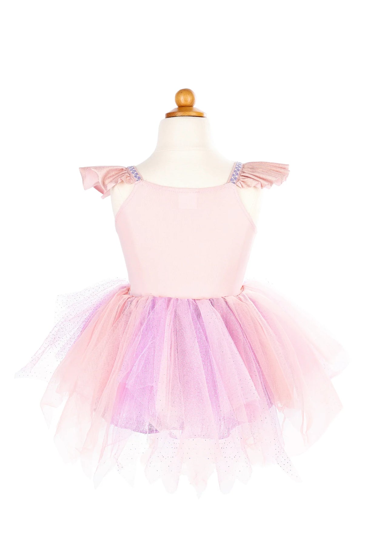 Pink Shimmer Unicorn Dress & Headband size 3-4 soft pink dress with ruffled sleeves and flouncy tulle skirt.