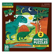 20pc Mighty Dino Magnetic Puzzle with two colorful dinosaur-themed magnetic puzzles, each containing 20 pieces in a portable tri-fold case.