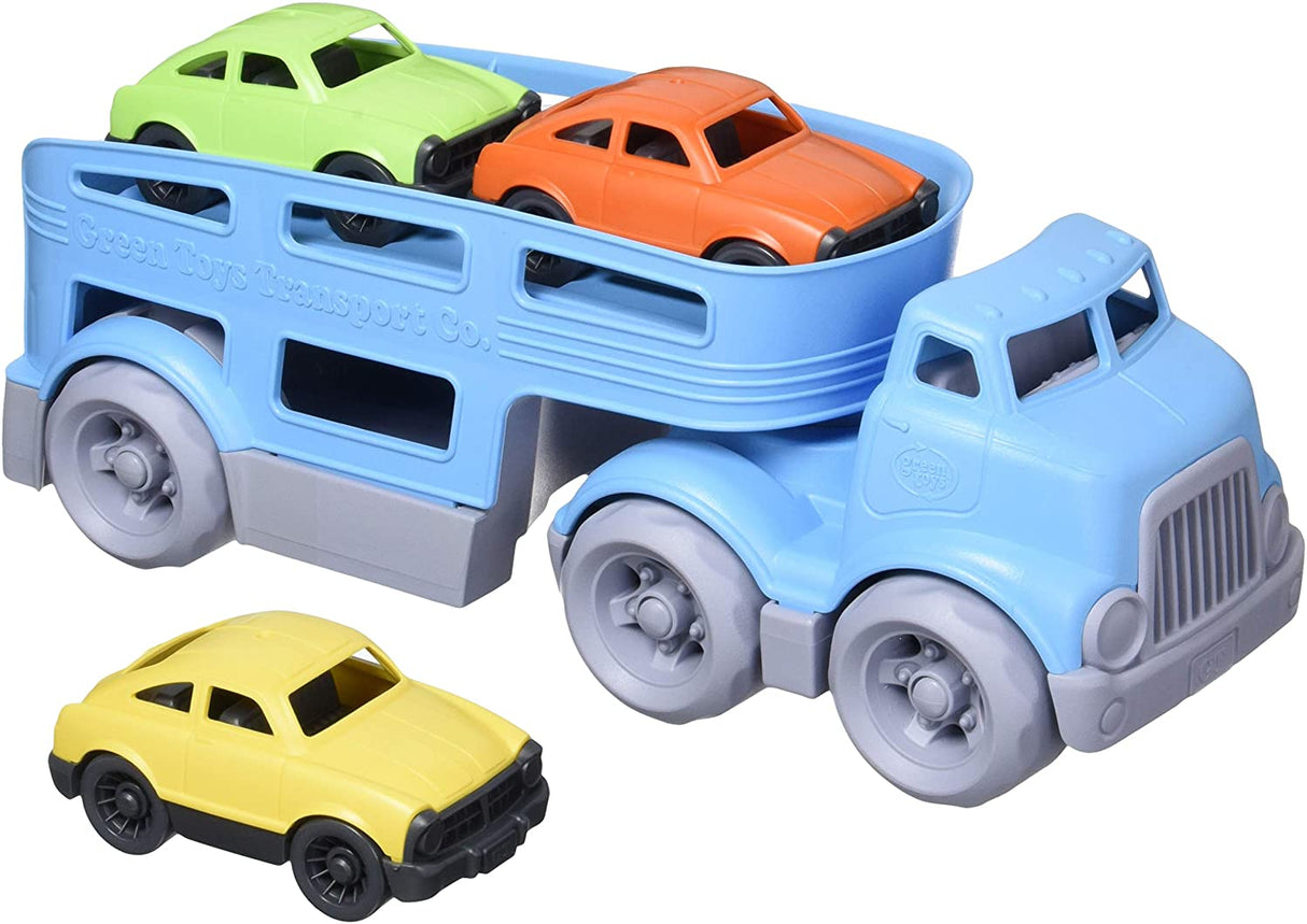 Blue Car Carrier toy with detachable trailer and three colorful Mini Cars for imaginative play and motor skill development.