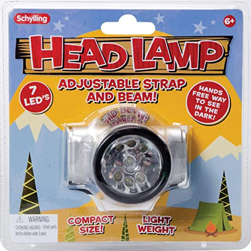 LED Head Lamp with 7 LED lights and adjustable strap, perfect for hands-free outdoor activities and camping.