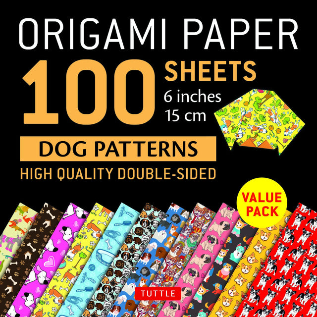 Origami Paper Dog Patterns 100 double-sided sheets with colorful dog designs for creative origami and paper crafts.