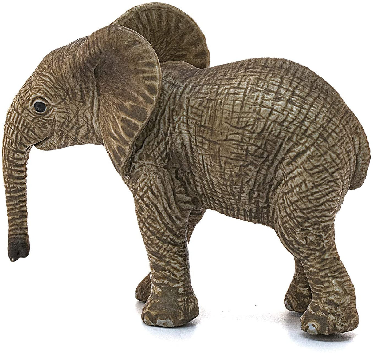 Elephant African Calf figurine showing detailed texture and realistic newborn baby elephant features in brown tones.