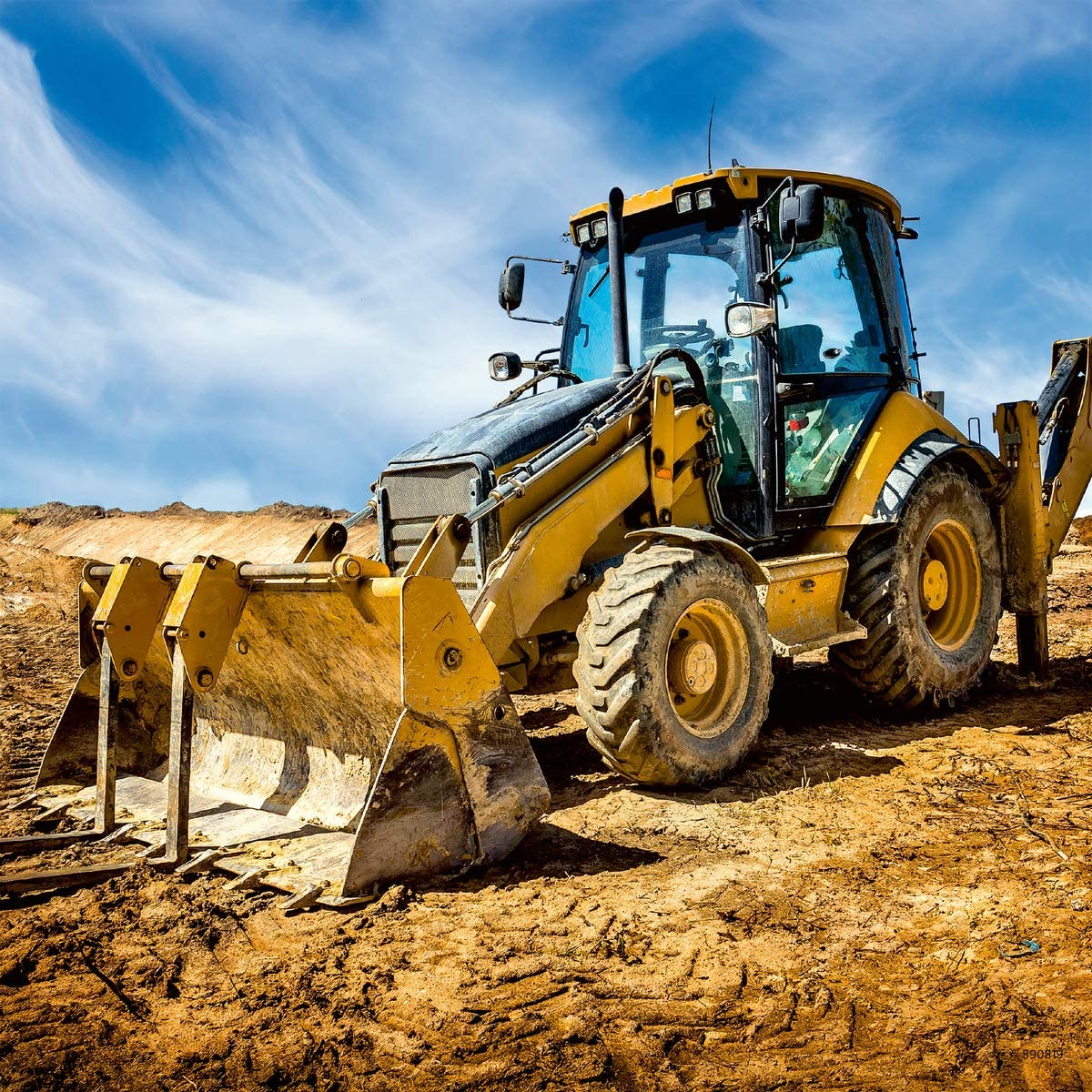 49pc Diggers at Work Puzzles featuring a detailed image of a yellow construction digger on a dirt site under a blue sky.