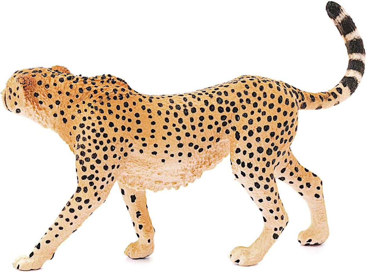 Cheetah toy figure showcasing lifelike spots and slim body, perfect for children aged 3-8 years.