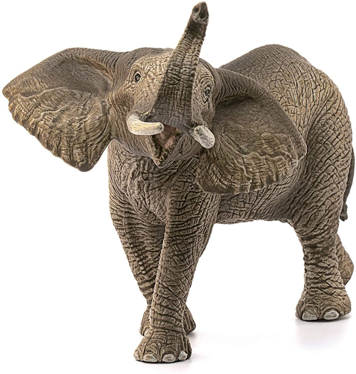 Elephant African Male figurine showing detailed texture and raised trunk in a lifelike pose for ages 3-8 years.