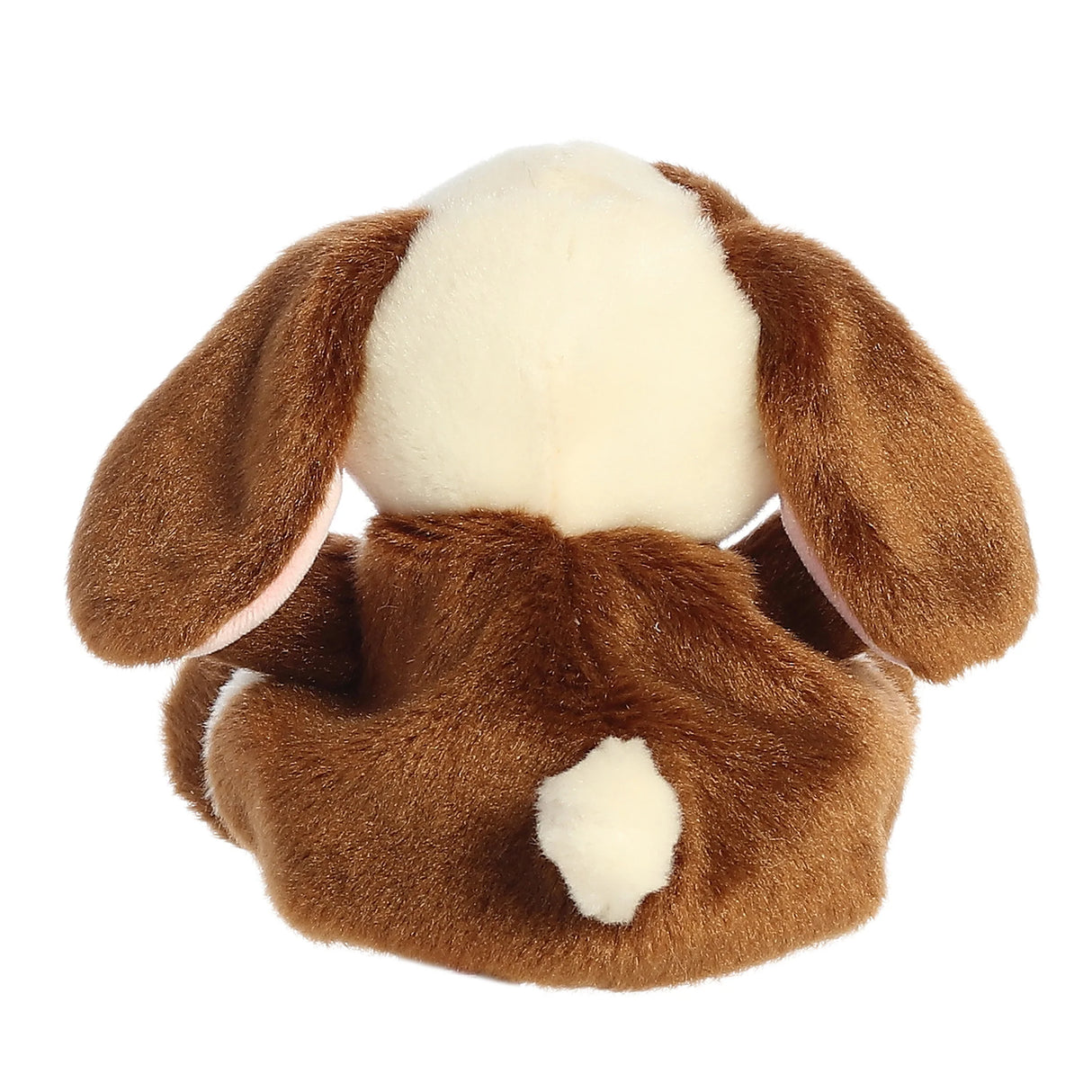Palm Pals Bunny Clover plush toy showing its soft brown and white fur and fluffy tail from the back.