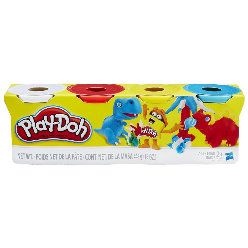 Play Doh variety pack with four colorful tubs for creative molding and imaginative play, suitable for ages 2 and up.