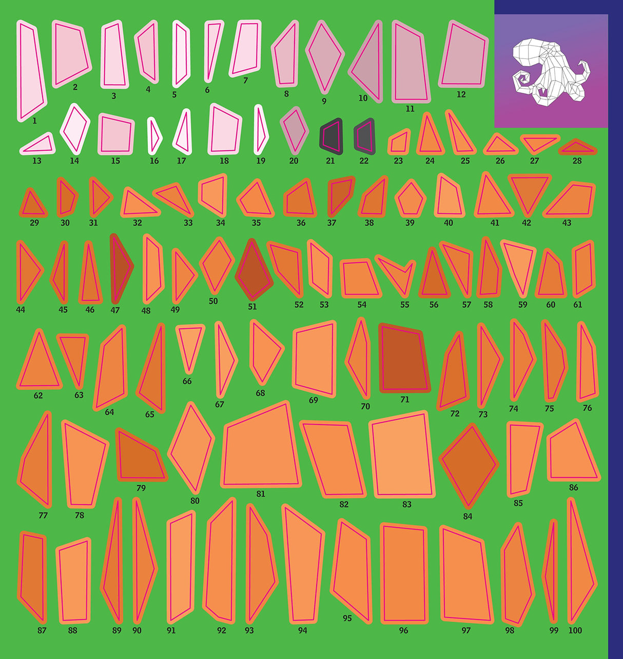 Kids Paint by Sticker Under the Sea showing numbered polygon stickers to create an octopus illustration.