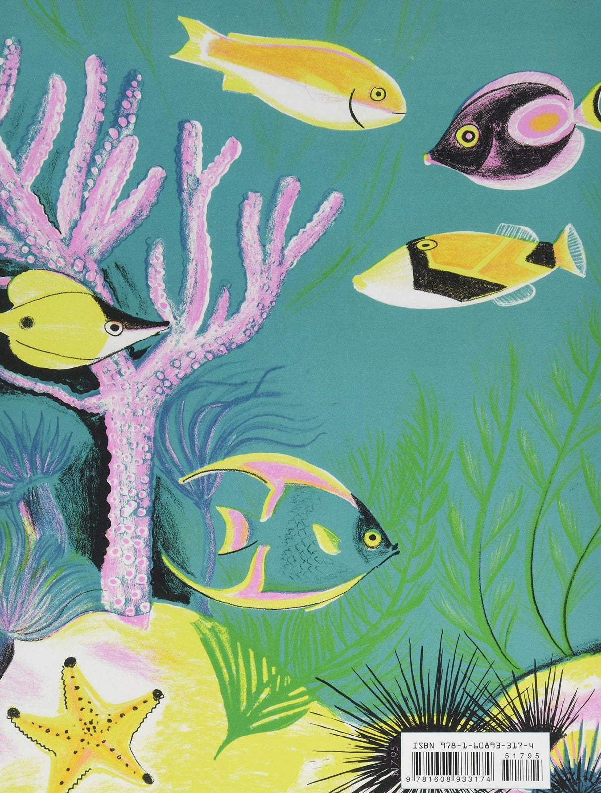 Deep Sea Farm colorful underwater scene with fish, coral, and sea life in Dahlov Ipcar’s illustrated children’s book.