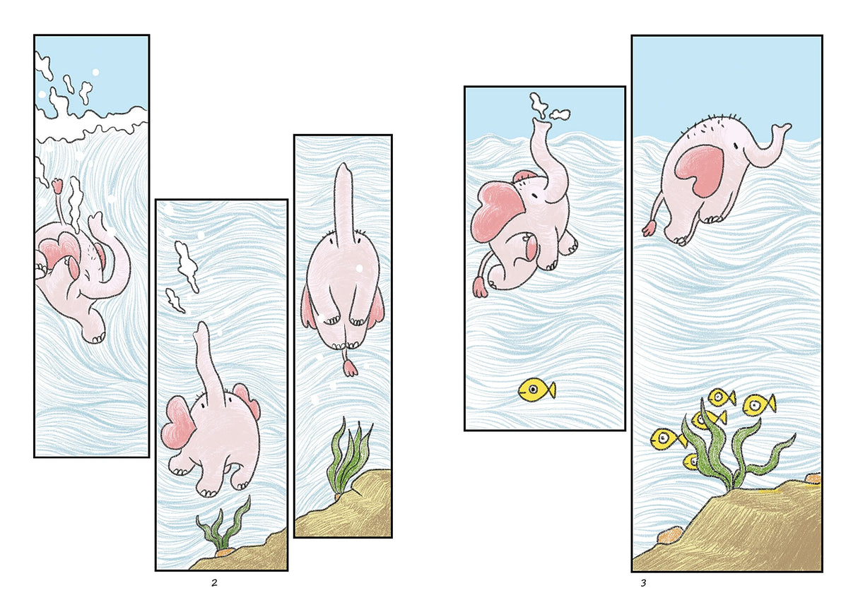 Surviving the Wild: Star the Elephant shows Star diving into the ocean, exploring underwater near seaweed and fish.