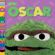 Sesame St Friends: Oscar board book cover featuring Oscar the Grouch with a purple background and colorful side panel.