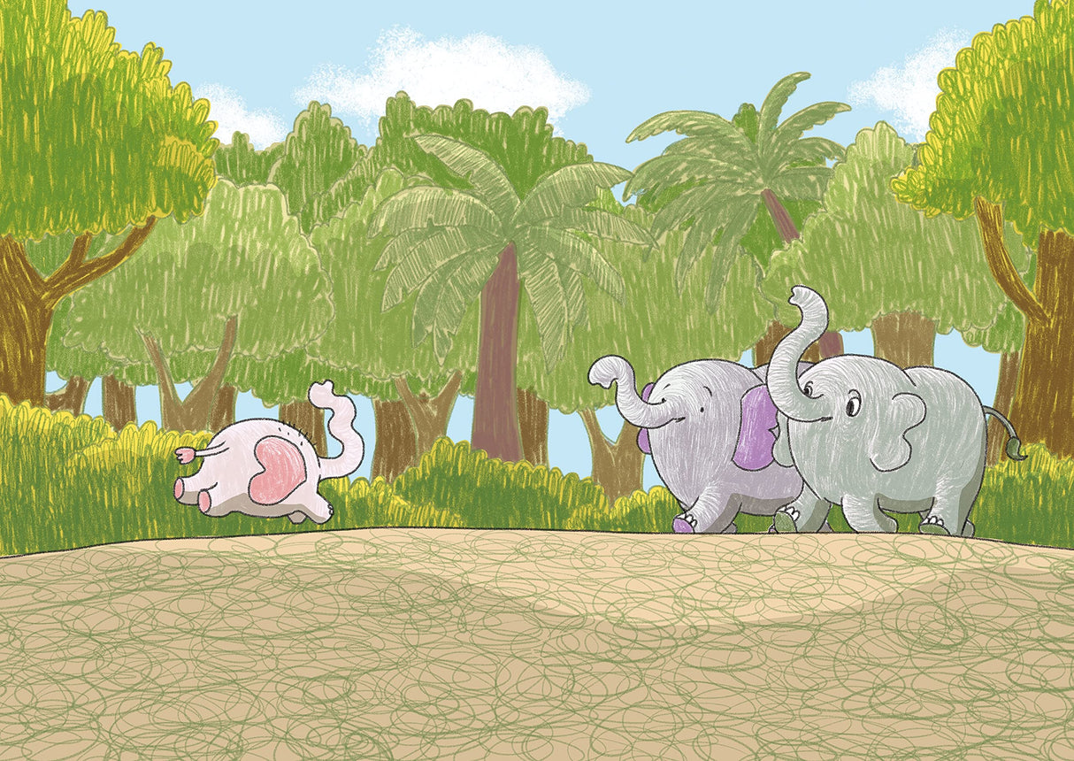 Surviving the Wild: Star the Elephant shows Star and two elephants walking in a lush green forest on an adventure.