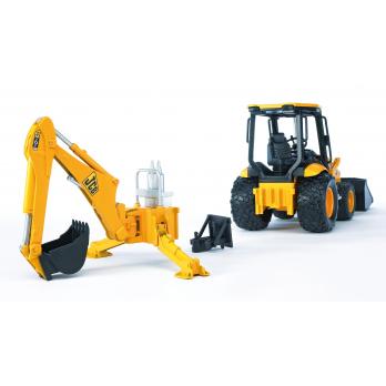 LCB MIDI CX Backhoe Loader model with detachable backhoe arm and front loader in yellow and black design.