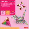 Origami Paper Kaleidoscope Patterns with 96 sheets of colorful 6-inch paper and example origami models displayed.