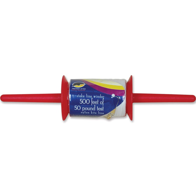 Kite Line Winder | 50lb/500ft with red stake handles and durable nylon kite line for easy control.