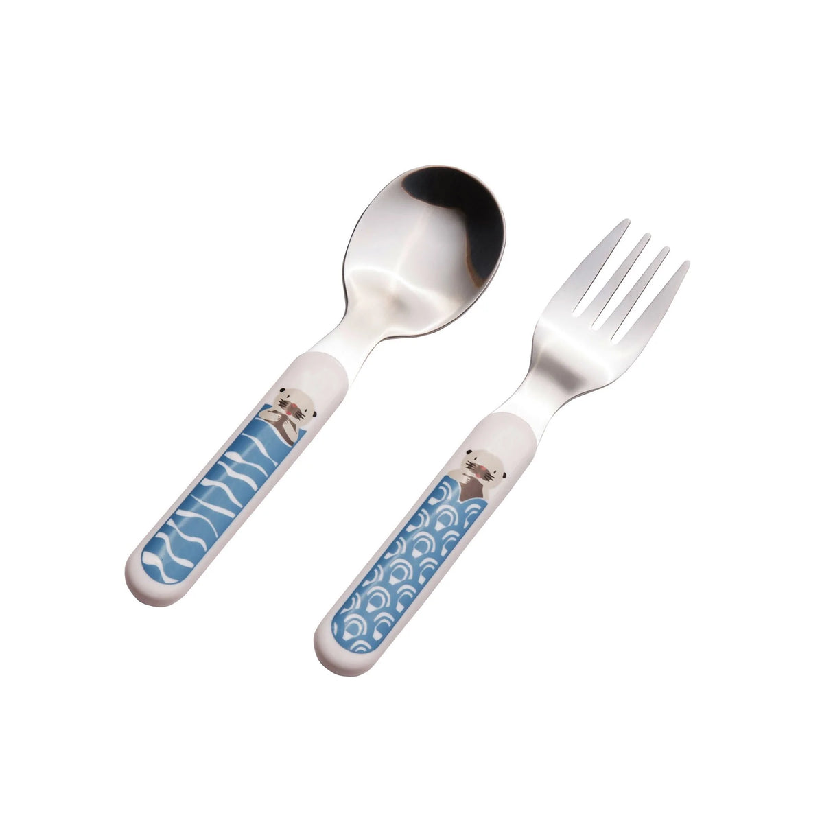 Silverware Set | Baby Otter featuring playful otter designs on soft handles, sized for little hands with fork and spoon.