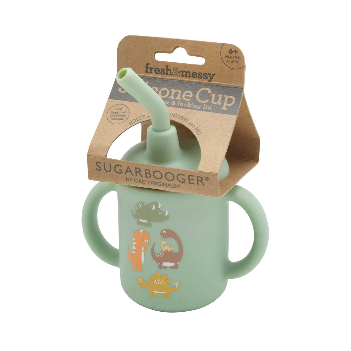 Fresh & Messy Sippy Cup | Baby Dinosaur with silicone handles, removable lid, and playful baby dinosaur design.