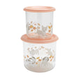 Good Lunch Snack Containers Puppies & Poppies with clear, durable design featuring puppies and poppies and airtight peach lids.