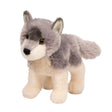 Wolf Ashes plush toy standing, soft gray and cream fur, 7.5 inches long for wildlife lovers' adventures.