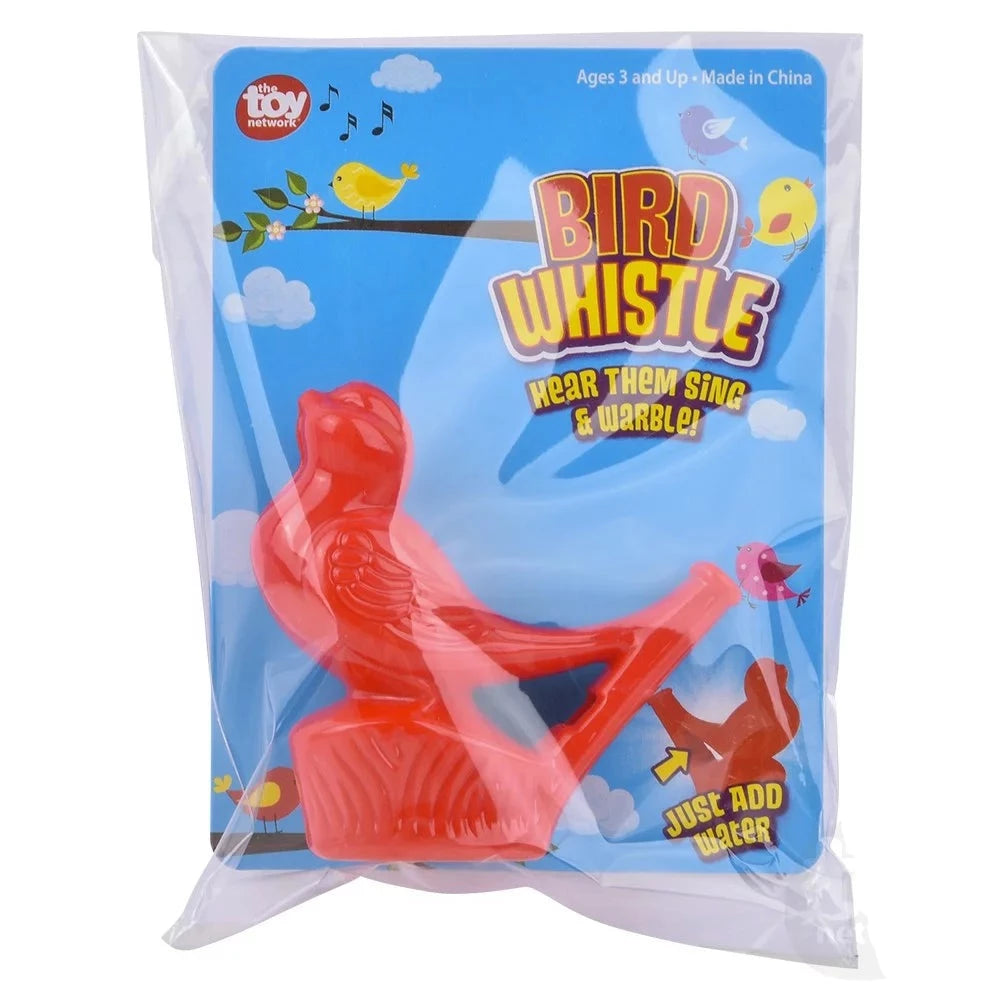 Bird Whistle toy in red, just add water and blow to hear the bird sing and warble, ages 3 and up.
