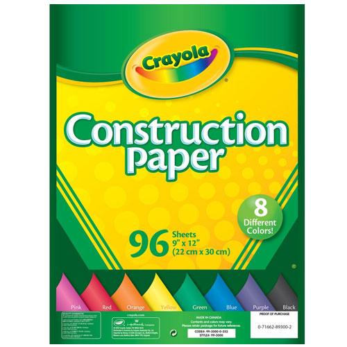 Crayola Construction Paper 96 sheets in 8 vibrant colors perfect for school and home creative projects.